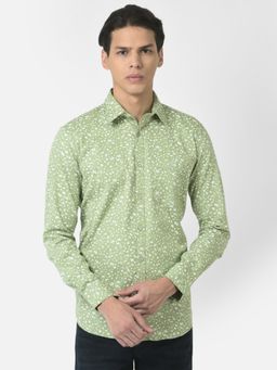 CRIMSOUNE CLUB - Men Light Green Shirt in Floral Print