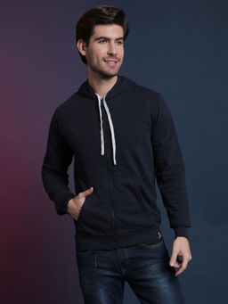 Campus Sutra - Men Zipper Solid Full Sleeve Stylish Casual Hooded Sweatshirts