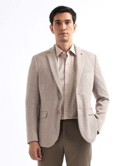 Arrow - Men Beige Textured Zero Calorie Fit Blazer