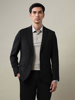 Arrow - Men Black Textured 185Zero Calorie Fit Blazer