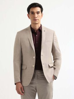 Arrow - Men Beige Textured Tailored Fit Blazer