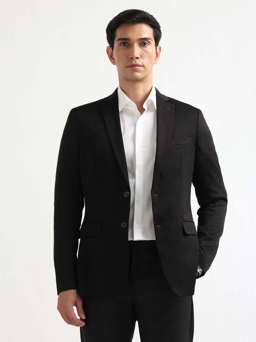 Arrow Men Black Textured Zero Calorie Fit Blazer