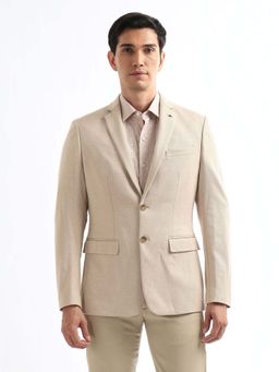 Arrow - Men Beige Solid Zero Calorie Fit Blazer