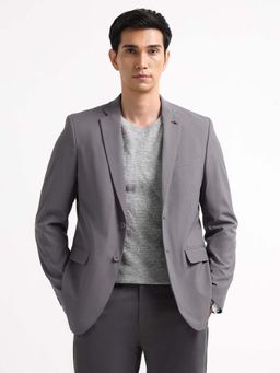 Arrow - Men Grey Solid Velocity Zero Calorie Fit Blazer