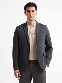 Arrow - Men Grey Solid Velocity Zero Calorie Fit Blazer