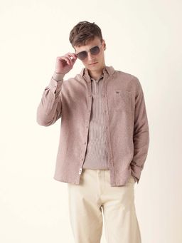 The Bear House - Men Pink Cotton Collar Neck Shirt
