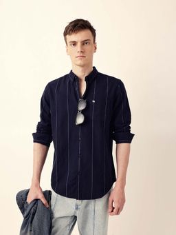 The Bear House - Men Black Cotton Collar Neck Shirt