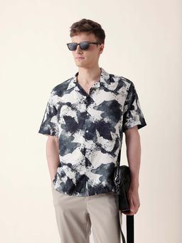 The Bear House - Men Green Viscose Collar Neck Shirt