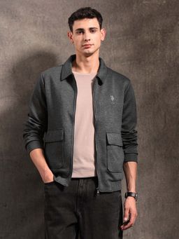 U.S. Polo Assn. Denim Co. - Men Grey Heathered Black and Gold Jacket