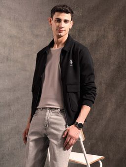 U.S. Polo Assn. Denim Co. - Men Black Regular Fit Black and Gold Jacket