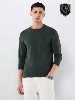 U.S. POLO ASSN. - Men Green Polyester Crew Neck Sweater