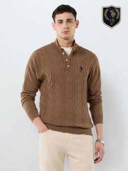 U.S. POLO ASSN. - Men Brown Wool High Neck Sweater