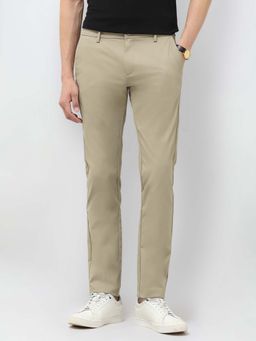 U.S. POLO ASSN. - Men Beige Terylene Solid Trouser