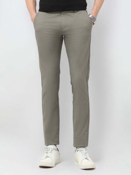 U.S. POLO ASSN. - Men Grey Terylene Solid Trouser