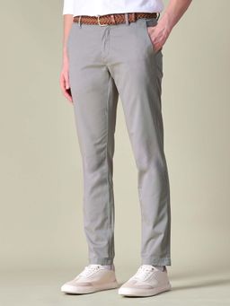 U.S. POLO ASSN. - Men Grey Austin Trim Regular Fit Twill Trousers