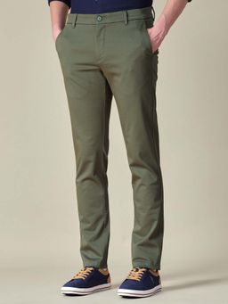 U.S. POLO ASSN. - Men Green Denver Slim Fit Textured Trousers