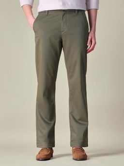 U.S. POLO ASSN. - Men Green Dobby Riley Straight Fit Trousers