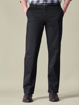 U.S. POLO ASSN. - Men Black Riley Straight Fit Textured Trousers