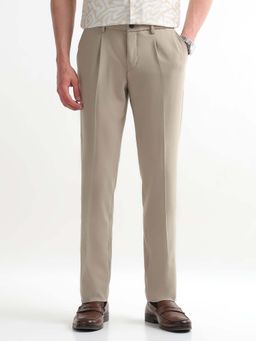 Arrow Newyork - Mens Regular Fit Bi-Stretch Trousers Beige