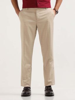 Arrow - Mens Checked Twill Trousers Beige