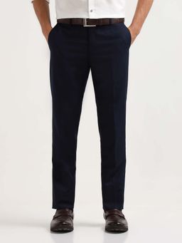 Arrow - Mens Mid Rise Dobby Weave Trousers Blue