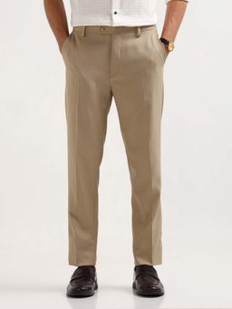 Arrow - Mens Textured Super Slim Fit Trousers Beige
