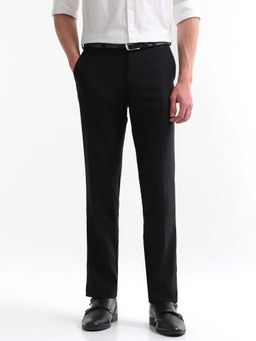 Arrow - Mens Regular Fit Dobby Trousers Black