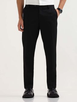 Arrow - Mens Mid Rise Regular Fit Trousers Black