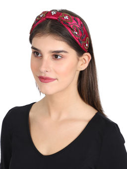 Anekaant - Majenta Multi Faux Silk Floral Embellished Hairband