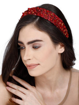 Anekaant - Wine & Multi Embellished Synthetic Hair Band