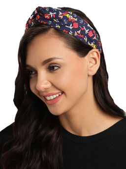 Anekaant - Navy & Multi Beaded Printed Cotton Hair Band