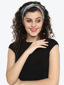 Aditi Wasan - Multi-Color Printed Stripes Knot Design Headband