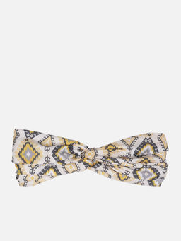 Aditi Wasan - White Color Printed Viscose Knot Design Headband