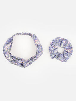 Aditi Wasan - Printed Viscose Multicolor Headband And Scrunchy Combo Pack