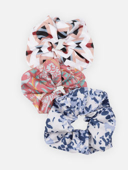 Aditi Wasan - Multi Color Printed Viscose Scrunchies (Pack of 3)