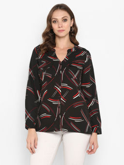 Aditi Wasan - Black Printed Polyester Women Shirt