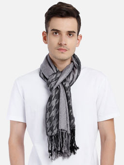 Aditi Wasan - Viscose Jacquard Paisley Woven Grey & Black Men's Stole
