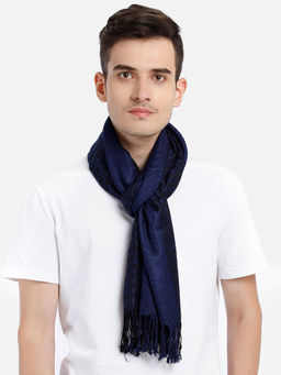 Aditi Wasan - Viscose Jacquard Paisley Woven Men's Stole Blue & Black Men's Stole