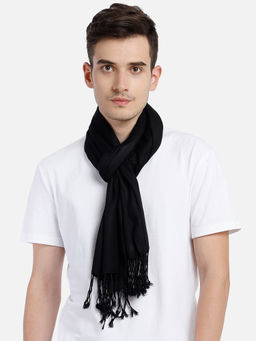 Aditi Wasan - Pashminetta Viscose Twill Solid Black Men's Stole