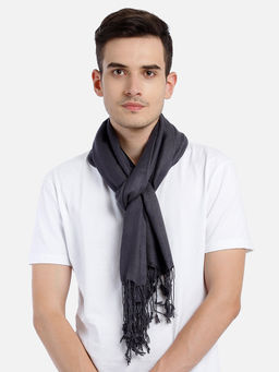 Aditi Wasan - Pashminetta Viscose Twill Solid Grey Men's Stole