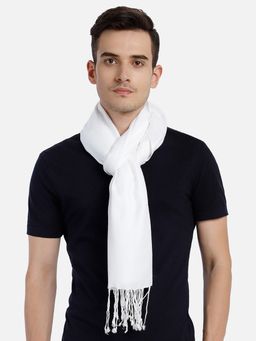 Aditi Wasan - Pashminetta Viscose Twill Solid White Men's Stole