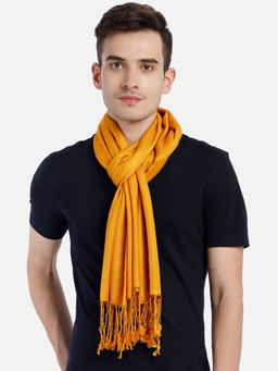Aditi Wasan - Pashminetta Viscose Twill Solid Mustard Men's Stole
