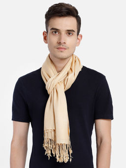 Aditi Wasan - Pashminetta Viscose Twill Solid Beige Men's Stole