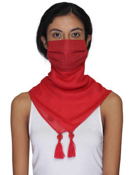 Anekaant - 3-Ply Reusable Solid Cotton Tasselled Scarf Style Fashion Mask