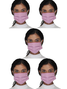 Anekaant - 3-Ply Reusable Checkered Cotton Fabric Fashion Mask (Pack of 5)
