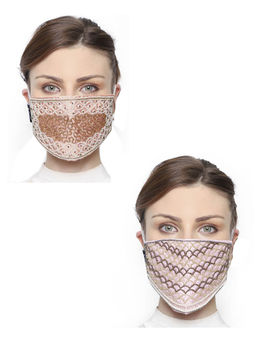 Anekaant - 3-Ply Art Silk Embellished Fabric Fashion Mask (Pack of 2)