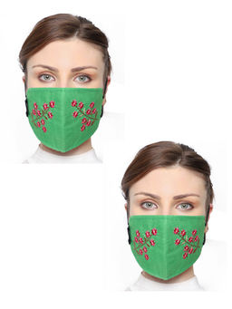 Anekaant - Cotton 3-Ply Floral Embroidered Fabric Fashion Mask (Pack of 2)