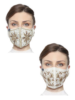 Anekaant - 3-Ply Art Silk Embellished Fabric Fashion Mask (Pack of 2)