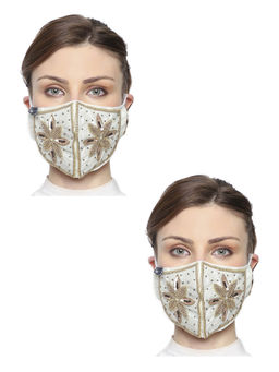 Anekaant - 3-Ply Art Silk Embellished Fabric Fashion Mask (Pack of 2)