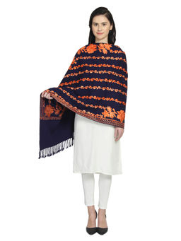 Anekaant - Navy Blue Floral Shawl